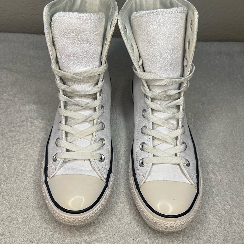 Converse White Leather High-Top Sneakers